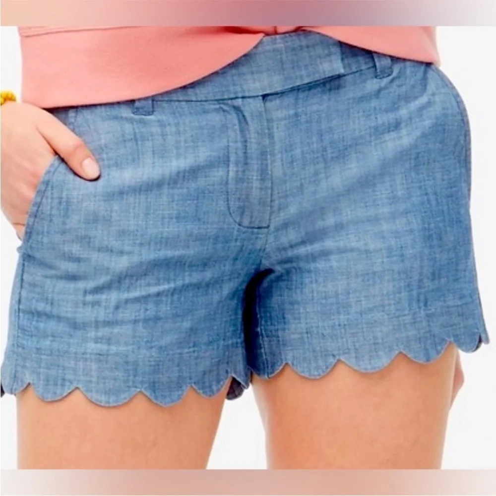 J. Crew chambray shorts with scalloped hem size 8 - Picture 2 of 8